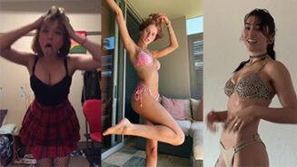 Chicas jóvenes Tiktok divirtiéndose de una manera sexy