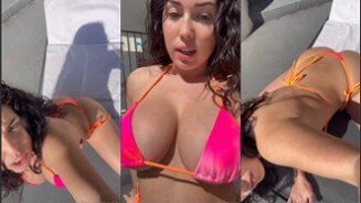 Playgirlcris Leak junto a la piscina Striptease Video