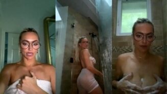 Lindsey Pelas se ducha desnuda, tratando de actuar como una actriz porno