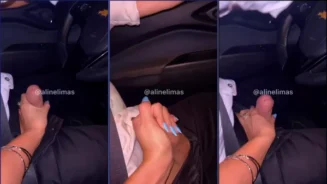 Aline Limas le hace una mamada al comensal en el coche