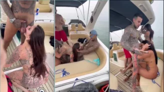 Anny Alves divirtiéndose en el barco, disfrutando de la compañía de varios chicos