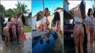 Debora Peixoto, Kerolay Chaves y sus sexys amigas se divierten en bikini lavando el coche y divirtiéndose juntas