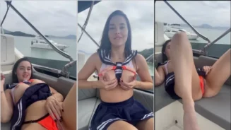 Ketlin Groisman fue captada en un momento íntimo divirtiéndose sin su top en el barco