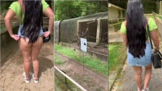 Madu, famosa de OnlyFans, haciendo un fetiche en el zoológico mostrando su culo