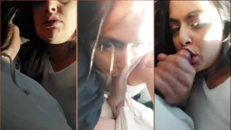 Bárbara Burguesa follando oral caliente y estimulando a su pareja en el coche