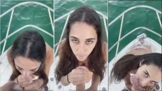 Durante el viaje en barco, la perra Izzy Green sorprende arrodillándose y mimando al dueño del barco