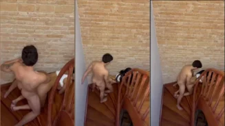 Feer Campos follando con un joven con una gran polla en las escaleras del hotel