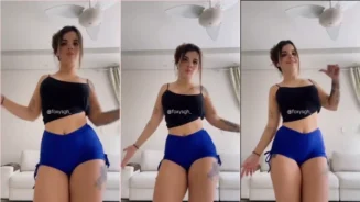 La joven Linda Ray Lacerda bailando con su culo caliente resaltado y usando shorts ajustados