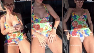 Lilika Teixeira fue captada levantándose el vestido y mostrando su coño dentro de un auto en movimiento