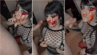 Lua Uchiha haciéndole una mamada increíble al chico vestido