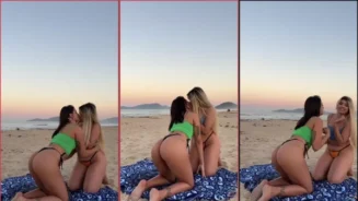 Manu Ribeiro y su amiga rubia besándose y divirtiéndose juntos