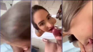 Mariana Casaroto, disfrutando con devoción oral y recibiendo eyaculación en la boca