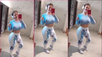 Milf traviesa mujer casada con una blusa transparente mostrando sus grandes pechos