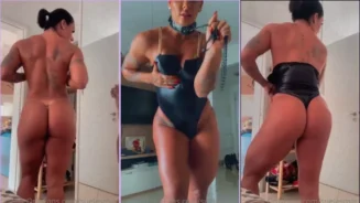 Sue Lasmar, de precioso bronceado, hace un sensual strip quitándose las bragas dejando a todos babeando