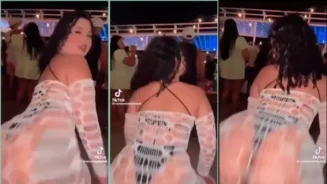 Carolinane Rocha bailando emocionada en la fiesta con sus bragas haciendo declaración