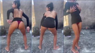 Nayra Castro balanceándose al son del funk junto al lago con las bragas bien metidas