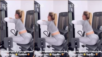 Virginia Fonseca mostrando su gran culo en pantalones ajustados mientras entrena en el gimnasio