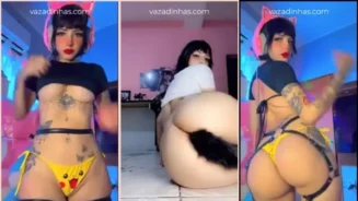 Yasmim Cat, una viciosa amateur y delgadita, tocándose desnuda en la cama