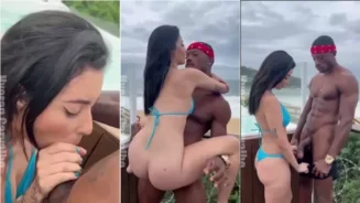 Patricinha de Florianobolis muestreo en el borde de Jacuzzi con negros audaces
